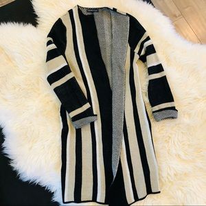Adrienne Vittadini Long Cardigan Tan Striped Small